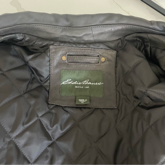 Eddie Bauer Chocklate brown Genuine Leather Coat - Picture 9 of 16